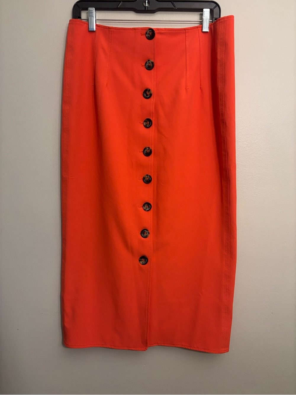 cinq a sept Bold Orange Button-Front Midi Skirt